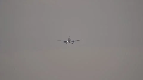 Front view of commercial airplane approaching the airport Stock Footage 251416352