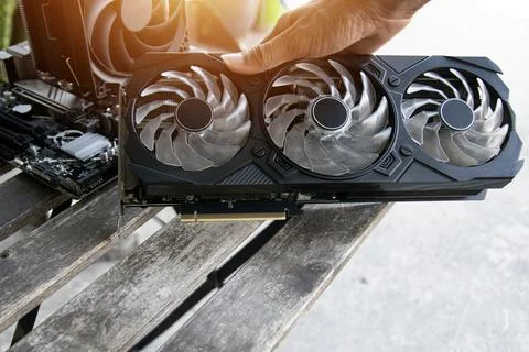Front view of a computer graphics card Stock Photos