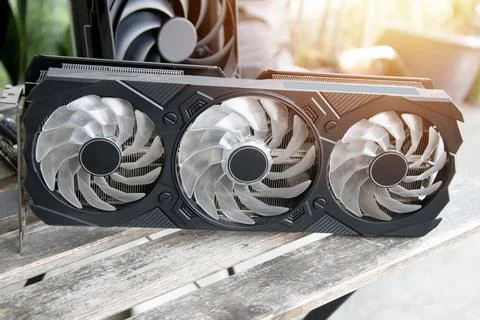 Front view of a computer graphics card Stock Photos
