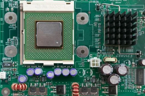 Front View of a Computer Motherboard Chip Stock Photos