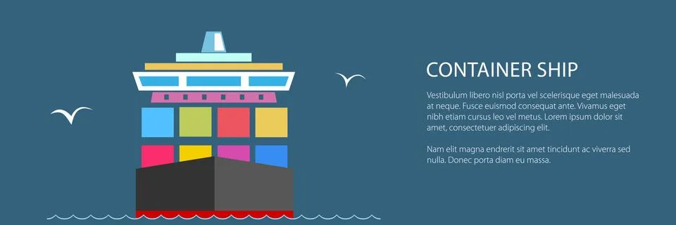 Front View of the Container Ship Banner Stock Illustration