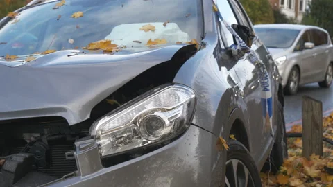 Front view of a damaged car after accident. Stock Footage 218624915
