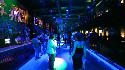 Front view on dance floor with men and women in some nightclub Stock Footage 947358