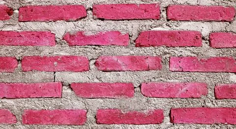 Front View of Dark Pink Colored Grunge Brick Wall for Abstract Background Photos
