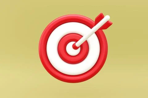 Front view of dart red arrow hit the center of target. Business finance Stock Illustration
