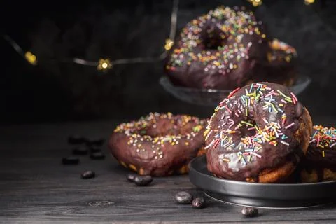 Front view delicious donuts concept Stock Photos