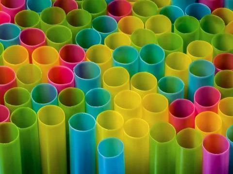 Front view Drinking straws made of plastic Stock Photos