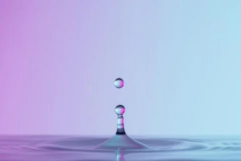 Front view drops transparent liquid 스톡 사진