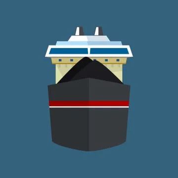Front View of Dry Cargo Ship Stock Illustration
