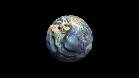  front View of an Earth-type Planet in the Vastness of Space rotating isolated o Video stock 265450387
