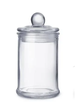 Front view of empty glass kitchen jar Stock Photos