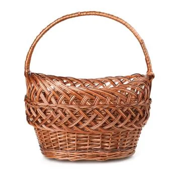 Front view of empty wicker basket Stock Photos