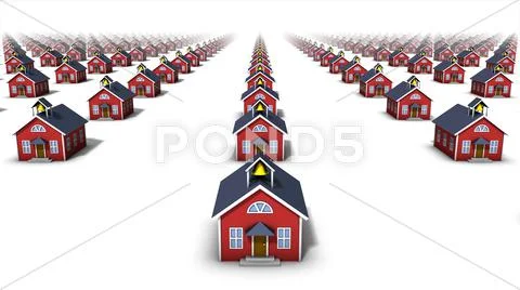 Front View of endless school houses Stock Photos