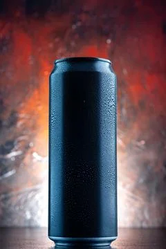 Front view energy drink in can on dark background drink alcohol photo darknes 写真素材
