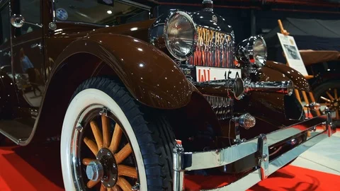 Front view of exclusive retro car Stock Footage 113920491
