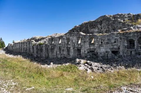 Front view of the facade of the Fort Dosso del Sommo Stock Photos