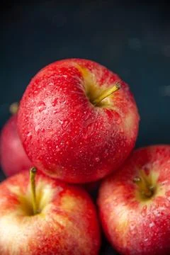 Front view fresh red apples on a dark background color tree mellow ripe vit.. Stock Photos