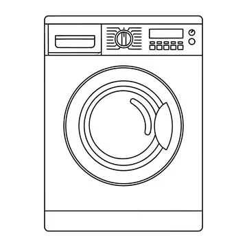 Front view front-load washing machine line icon for laundry Stock Illustration