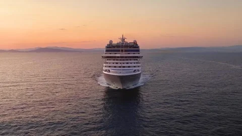 Front view of a generic cruise ship traveling over the ocean Stock Footage 294553782