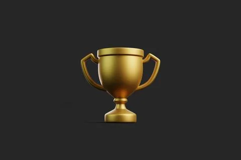 Front view of golden trophy cup on dark background Stock Illustration