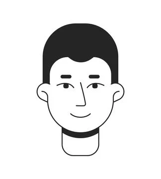 Front view good guy monochrome flat linear character head Stock Illustration