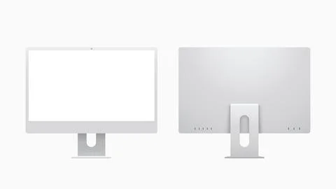 Front view gray color desktop computer isolated Stock Illustration