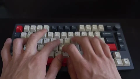 Front View of Hands Typing on Mechanical Keyboard Stock Footage 341832896