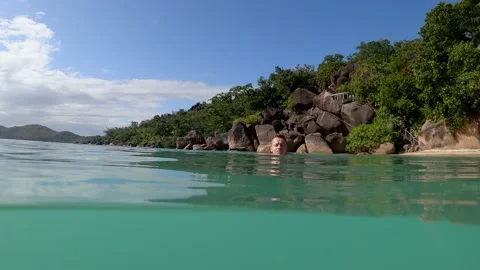 Front view of happy man during swimming in sea Stock Footage 160757864