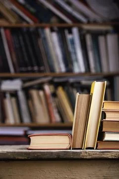 Front view hardback books library Resolution and high quality beautiful photo Stock Photos