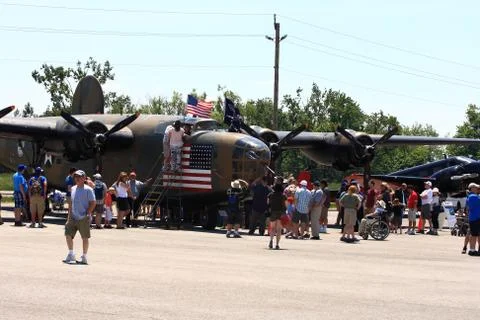 Front view of heavy bomber the b-24 liberator ?diamond lil? on fathers day sk Stock Photos