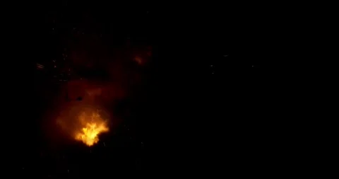 Front view high-speed explosion isolated on black background Stock Footage 327902842