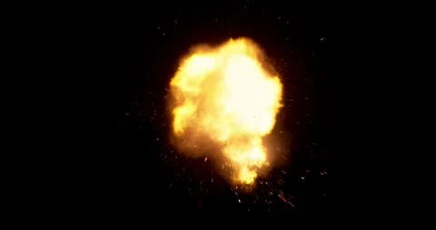 Front view high-speed explosion isolated on black background Stock Footage 327902846