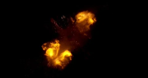 Front view high-speed explosion isolated on black background Stock Footage 327902847