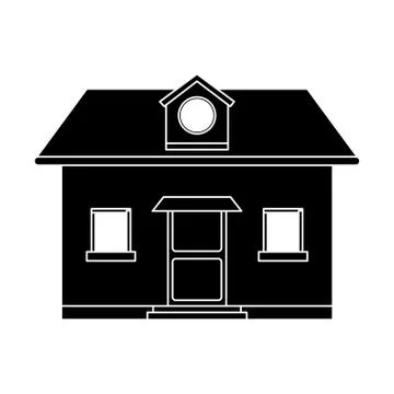 Front view home window loft pictogram Illustrazione stock