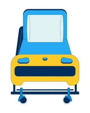 Front view of hospital bed with adjustable backrest 2D cartoon object Illustrazione stock