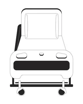 Front view of hospital bed with adjustable backrest bw 2D line object Illustrazione stock
