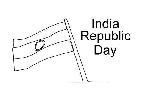 Front view of an Indian flag on top of a pole Stock Illustration