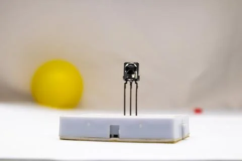 Front view of an IR receiver embedded in the project board. Stock Photos