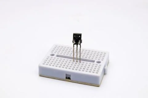 Front view of an IR receiver embedded in the project board. This part is used Stock Photos