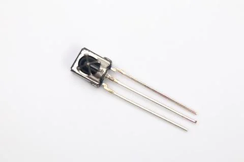 Front view of an IR Receiver on a white background. This part is used for DIY Stock Photos