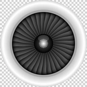 Front view of a jet engine showing the fan blades and silver housing of the.. 스톡 일러스트