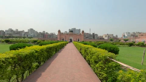 Front view of Lalbagh Fort hich was built by Mughal Stock Footage 280451049