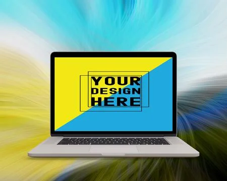 Front view of a laptop. Computer on an abstract background. Stock Photos