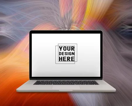 Front view of a laptop. Computer on an abstract background. Stock Photos
