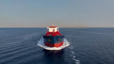 Front view of a large crude oil or chemical goods tanker ship 库存影片 263139854