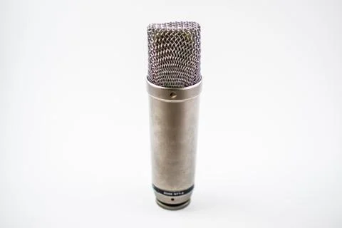Front View of a Large-Diaphragm Condenser Microphone Stock Photos