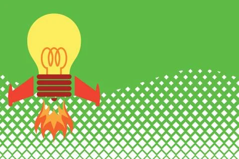 Front view launching bulb rocket fire base. Starting new project. Creative work Stock Illustration