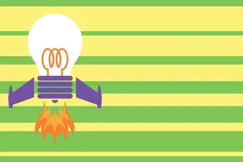Front view launching bulb rocket fire base. Starting new project. Creative work Stock Illustration