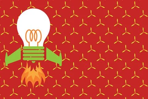 Front view launching bulb rocket fire base. Starting new project. Creative work Illustrazione stock