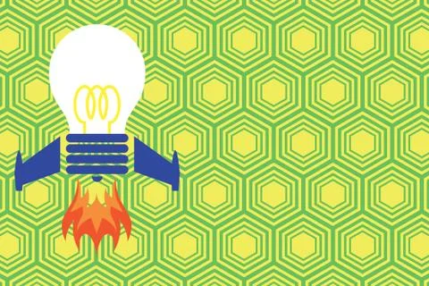 Front view launching bulb rocket fire base. Starting new project. Creative work Illustrazione stock